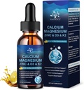 (4 Paket) 10 dalam 1 Kalsium Magnesium Zinc Suplement, Magnesium Glycinate Complex Drops with Vitamin D3 K2 B6, Vegan Calcium Citrate Bone & Imune Health Support, Sleep & Cramps, Boron, 1 Fl Oz