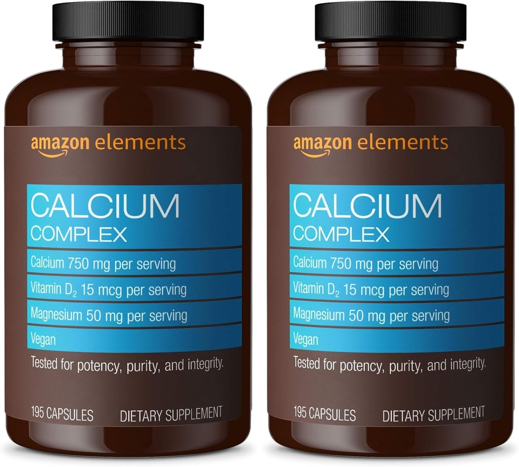 Elemen Kalsium Kompleks dengan Vitamin D, 250 mg Kalsium (3 per Serving), Vegan, 195 Capsules (Packaging May Vary), Mendukung Bones Strong dan Imune Health (Paket Kesehatan Imune (2)
