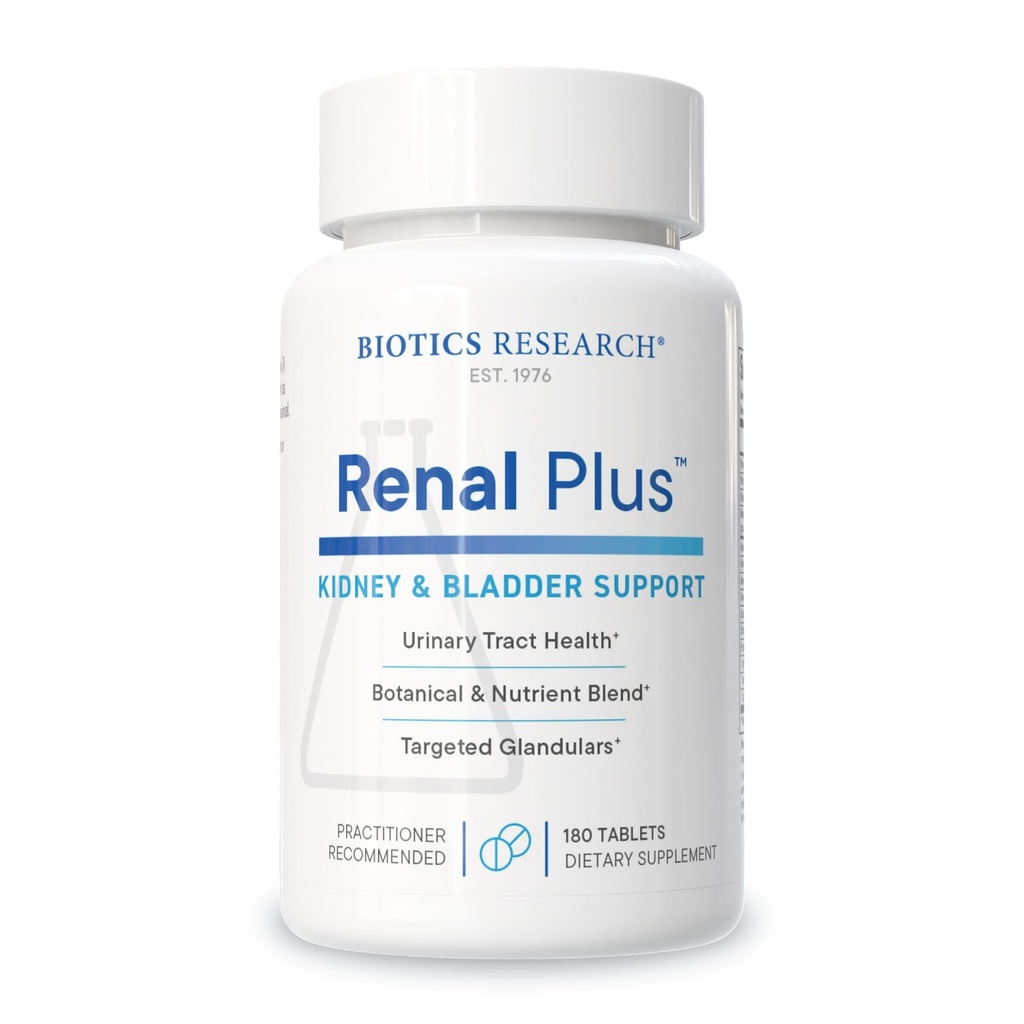 Biotika Research Renal Plus - Botani, Glandular dan Nutonasional Dukungan untuk Fungsi Renal Optimal. Ginjal Kesehatan & Dukungan Fungsi Urologis -Ulva ursi, Buchu Leaf, Echinacea, Cranberry- 180Tab