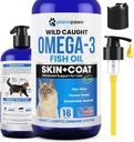 Omega 3 Fish Oil untuk Kucing - Lebih baik dari Salmon Oil untuk Kucing - Kitten + Cat Vitamin dan Suplemen Cat Kesehatan - Cat Dandruff Treatment - Liquid Fish Oil untuk Pets