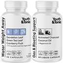 Wheight Away & Gas and Bloating - Diuretic & Charpills for Bloating Relief - Dukung untuk Water Retention, Swlegs & Digetical Bloating - Peppermint & Coconut Oil - 90 Pil