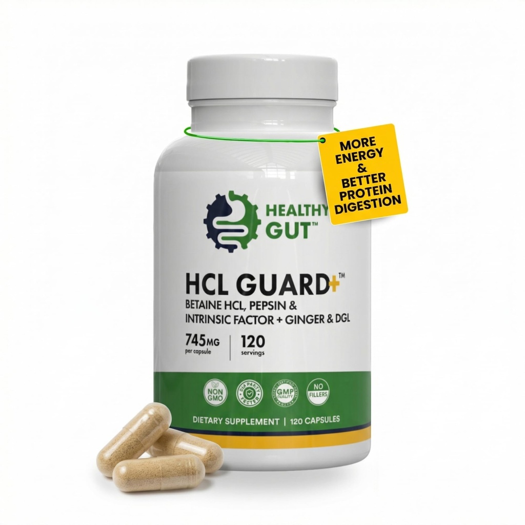 Sehat GCL Guard + 144; Memroses Healthy Digetical Digetical Fungsi 124; Betaine Hydrochloride, Organic Ginger Root, DGL, dan Pepsin 124; 60 Servings