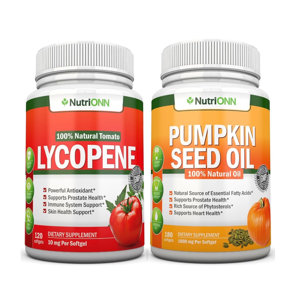 NutrionN Pumpkin Seed Oil Softgeels Lycopene Capsules Combo - Dukung untuk Prostate & Urinary Health