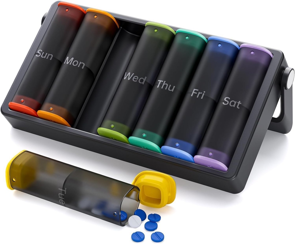 Weekly Pill Organizer 1 Time a Day (Black) dan Weekly Pill Organizer 2 Kali sehari (Translucent- Black)