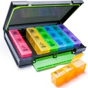 Weekly Pill Organizer, 7 Day Pill Box (3- Times-Aday) Portabel untuk Perjalanan dengan Moisture- Bukti Mendesain kasus Pil ke Pil Pil / Vitamin / Minyak Ikan / Suplemen