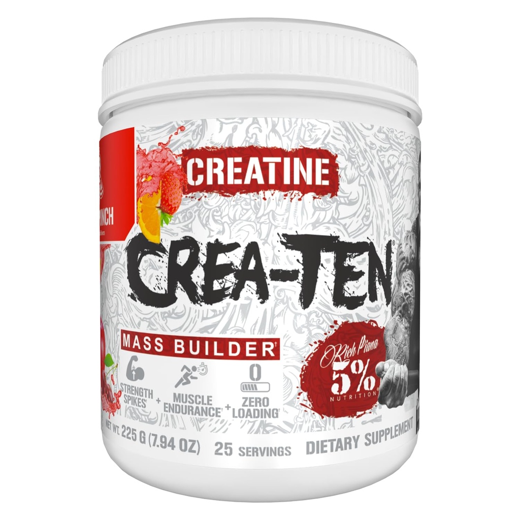 5% Nutrition Createn Creatine Complex + Akselerator 124; Serbuk Creatine Flavare untuk Muscle Gain 124; Max Power, Power, Endurance, & Pemulihan (Fruit Punch)