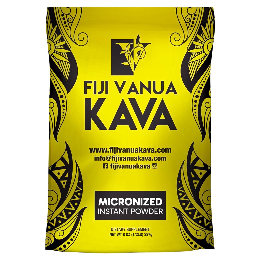 Fiji Vanua Kava Micronized Powder Kava, Portabel dan Mudah Untuk Mempersiapkan Root Kava, Tidak Diperlukan Straining, Murni & Powder Minum Kuat, 8 oz
