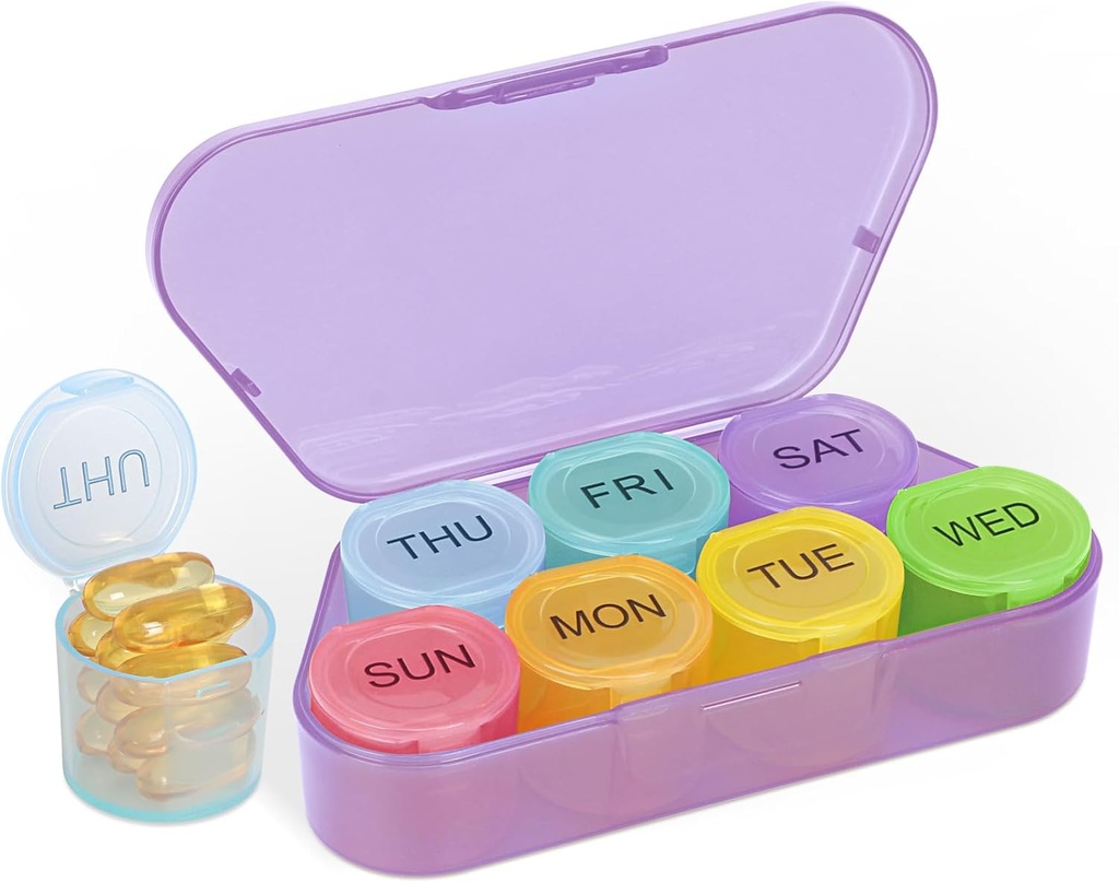 NatureTouch Weekly Pill Organizer, BPA Free Medicine Organizer Rainbow 7 Day Pill Box, Daily Portable Pill Container for Pills / Vitamin / Fish Oil / Suplemen