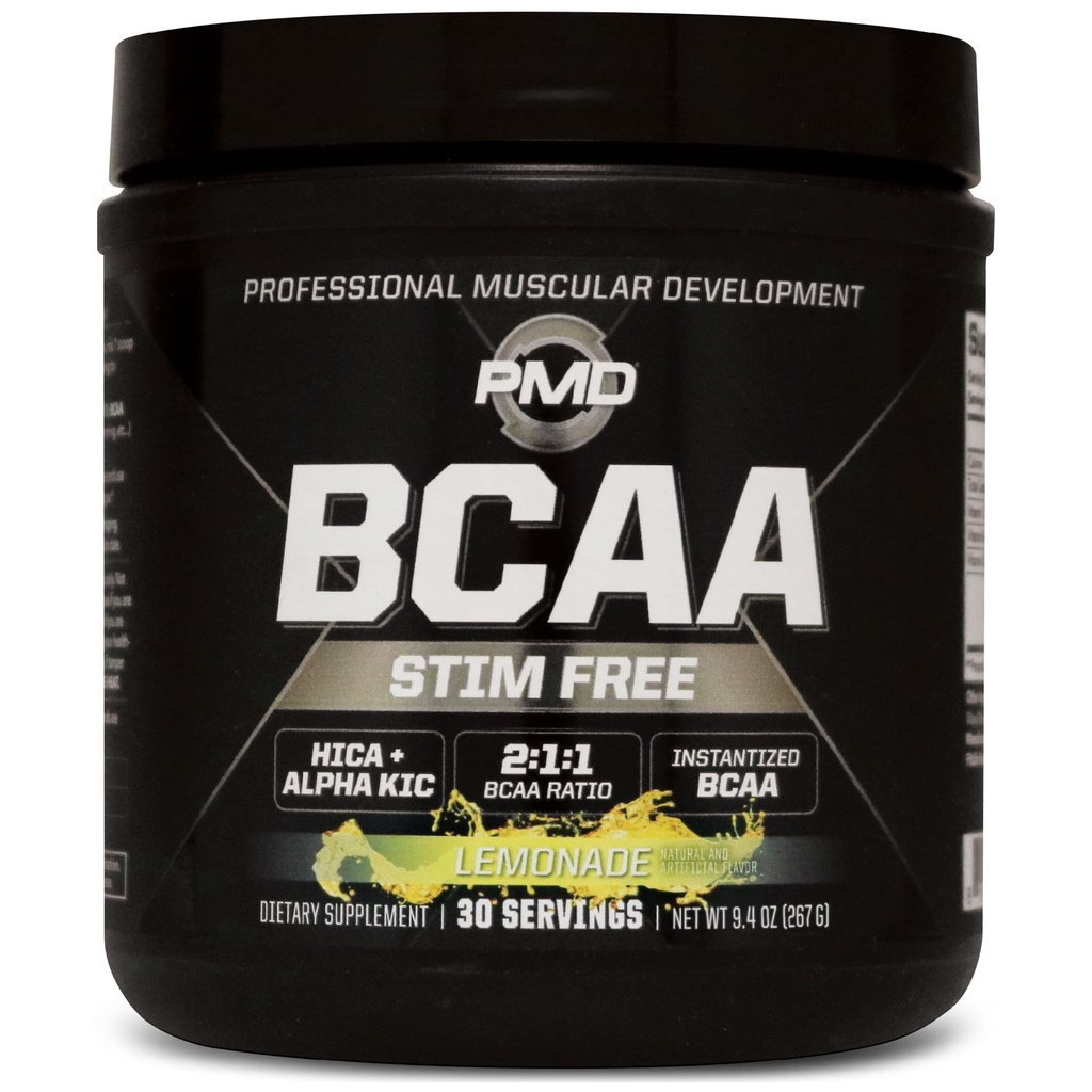 PMD Sports BCAA Stim- Free Amino Acids - Performance Workout Lebih Baik, Enhanced Recovery, Daily Energy, Muscle Builder, and Muscle Sparing - BCAA Powder Drink Mix - Lemonade (30 Pelayan)