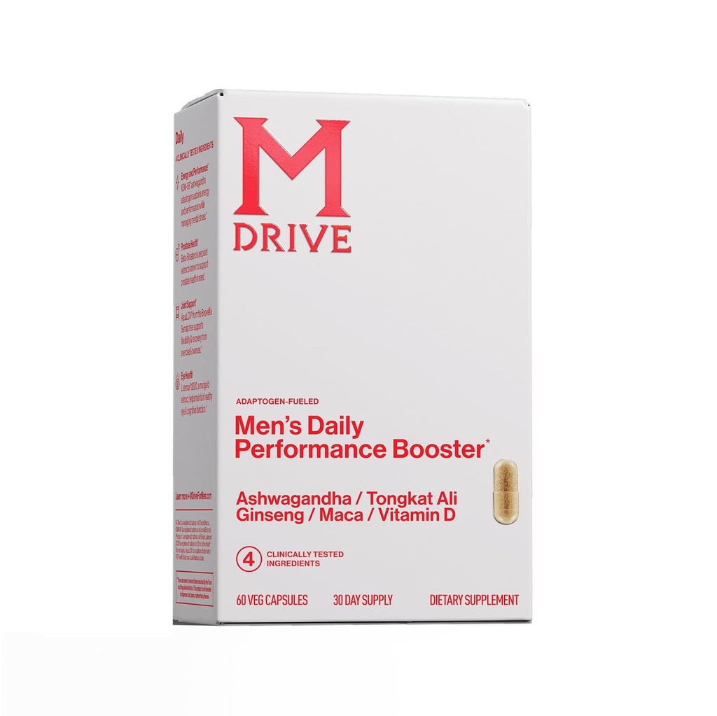 Kompleks Perforks Harian Mdrive untuk Support untuk Pria - Ashwaghanda, Tongkat Ali, Ginseng, Maca & Vitamin D, 60 Kapsul, 30 Hari Suppply
