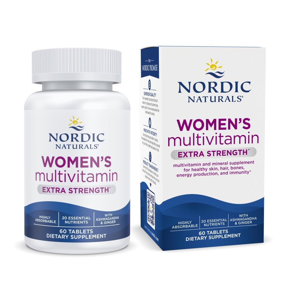 Kekuatan Ekstra Multivitamin Wanita Nordic - Skin, Rambut, Energi, & Tulang Dukungan - & Suplemen Imunitas - 20 Nukran Estium - 60 tablet - 30 Hamba