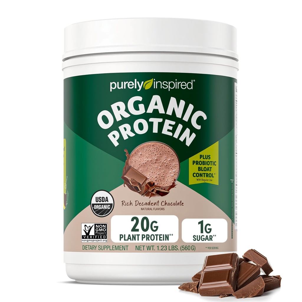 Tanaman murni Inspired - Powder Protein berbasis untuk Pria & Perempuan, Coklat Decadent Kaya (16 Pelayan) - Vegan & Organik - 20g Powder Pea Protein untuk Smoothies & Shakes