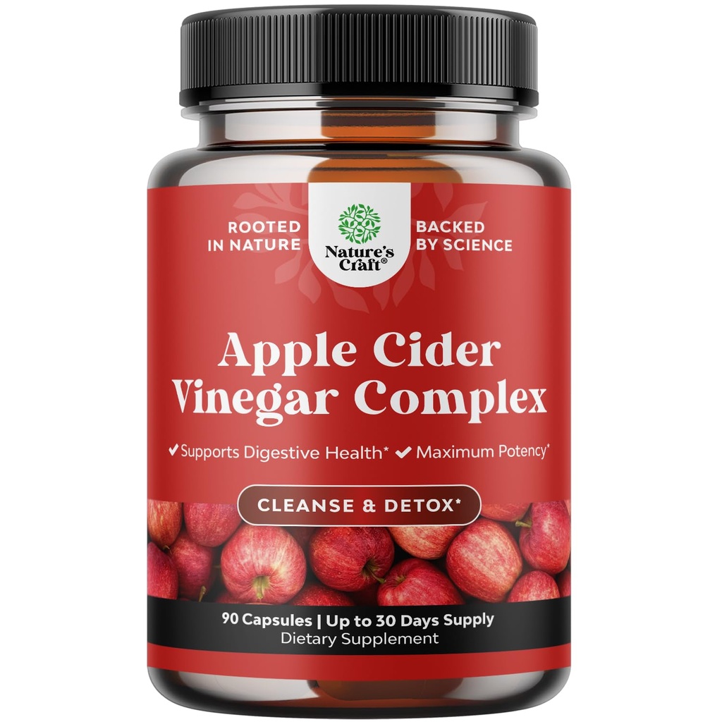 Cleansing Apple Cider Vinegar Capsules - ACV Cleanse dan Detox Pills for Gut and Digetical Health dengan Slimming Cayenne - Ekstra Kekuatan ACV Capsules untuk Gut Cleanse dan Detox Tubuh Penuh (30 Serbu Tubuh)