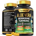 Aloe Vera Capsules Supplement - 12in1 Formula - Combine with Berberine, Turmeric, Ceylon Cinnamon, Banaba Leaf, Gymnema Sylvestre, Acai Berry, Bergamot, Garlic, and More - 120 Capsules