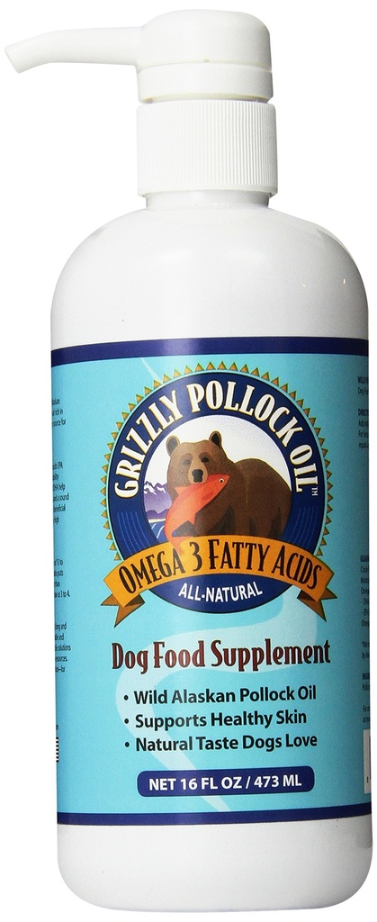 Grizzly Pollock Oil Dog Food Suplemen, 16 Ounce