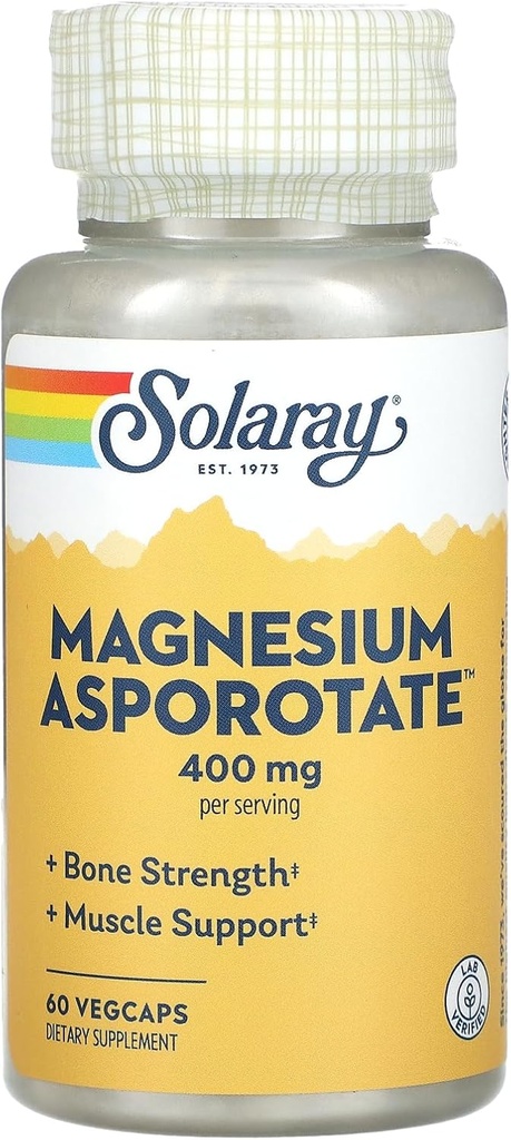 Suplemen Asporotasi Solaray Magnesium, 200 mg, 60 Cacah