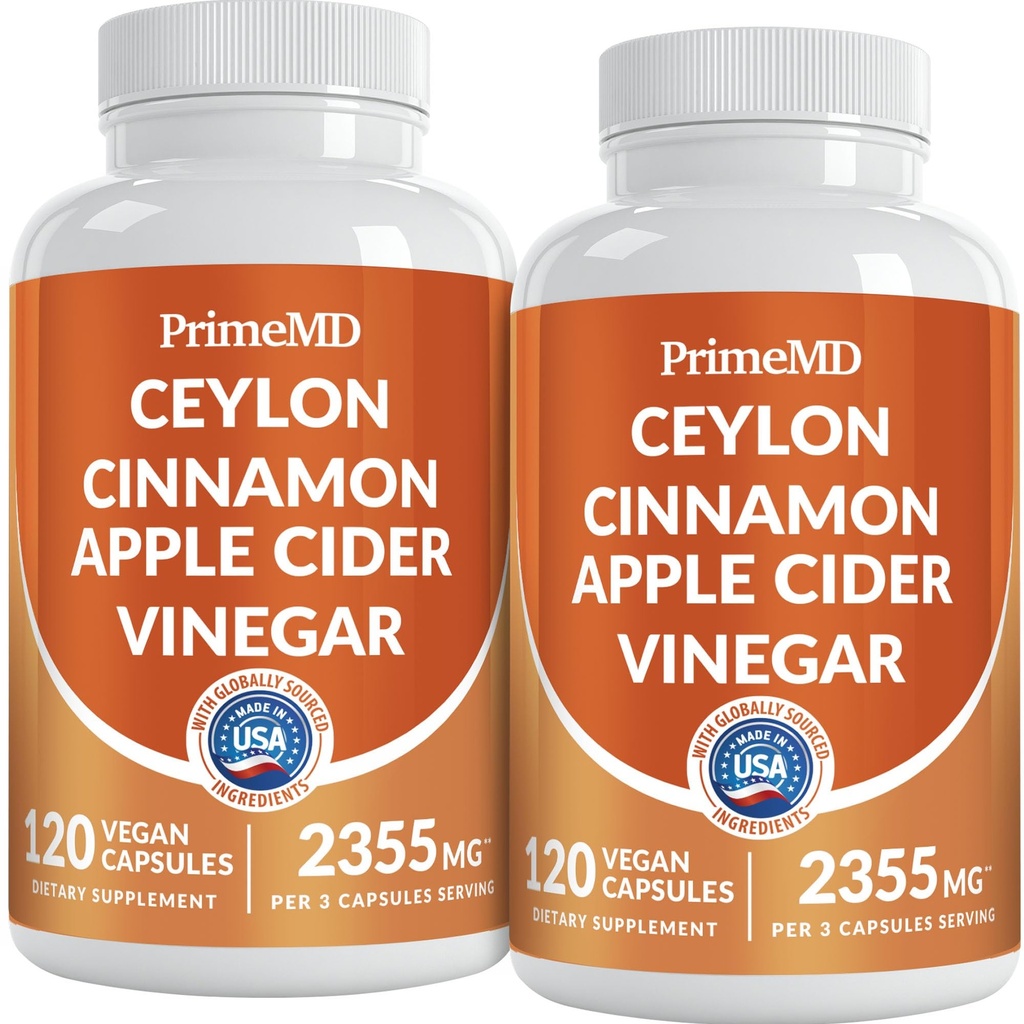 5-in- 1 Cinnamon Ceylon Capsules 235mg - Apple Cider Vinsules dengan Turmeric, Panax Ginseng, dan Bioperine (120 Count, Pack of 2)