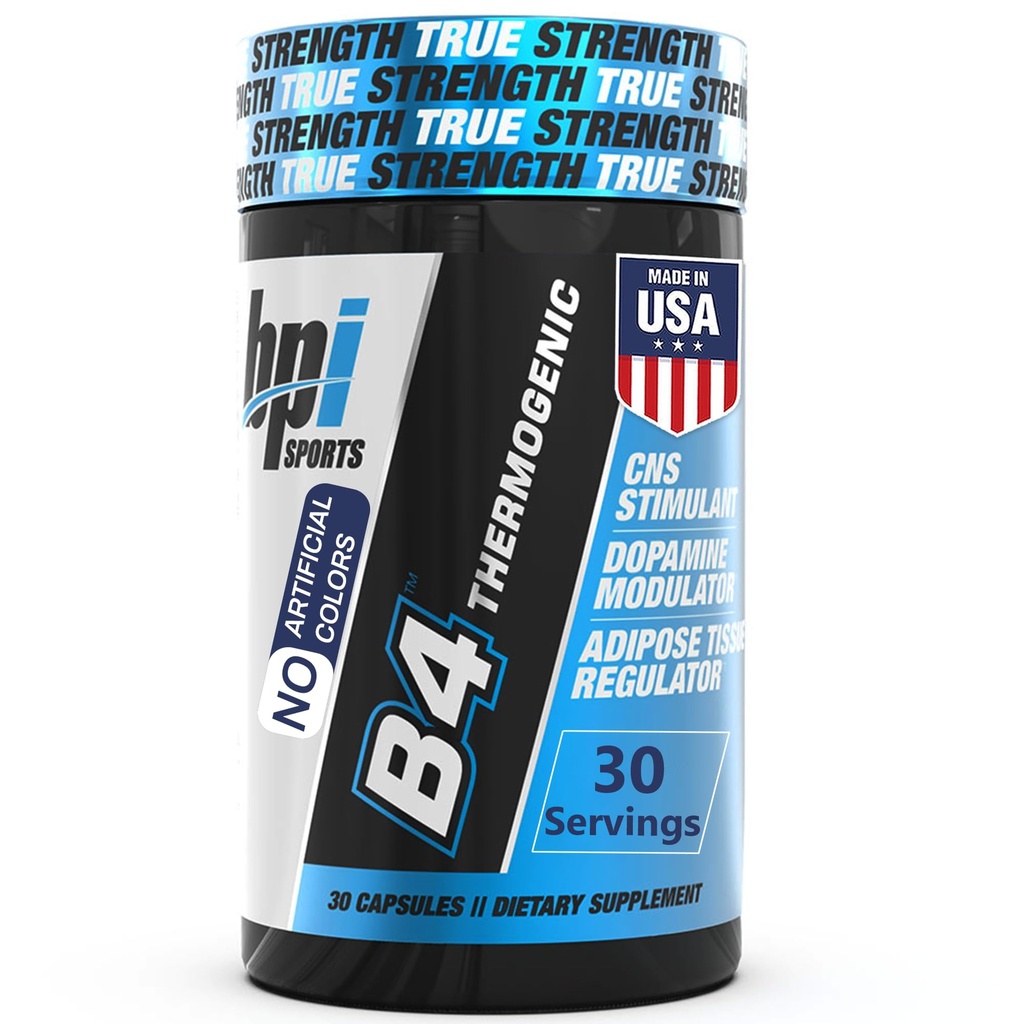 BPI Sports B4 – Extra Strength Natural Fat Burner for Women & Men – Keto-Friendly Fat Burner Capsules, Weight Loss & Appetite Control -Caffeine, Niacin, Quercetin, Yohimbine – 30 Servings – 710mg