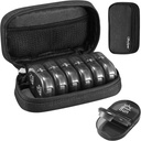 Serfeymi Weekly Travel Pill Organizer 2 Times A Day AM PM Upgraded Black Pill Box 7 Day with Portable Ziper Case, Medicine Organizer for Pills, Vitamin, Suplemen, Fish Oils - Black 01