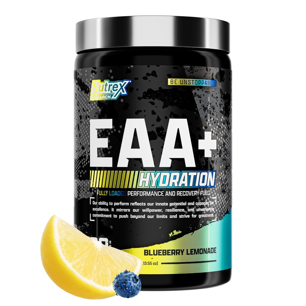Nutrex Research EAA Hydration 124; EAA + BCAA Powder 124; Muscle Recovery, Power, Muscle Building, Endurance 124; 8G Escule Amino Acids + Electrolytes 124; Blueberry Leember30