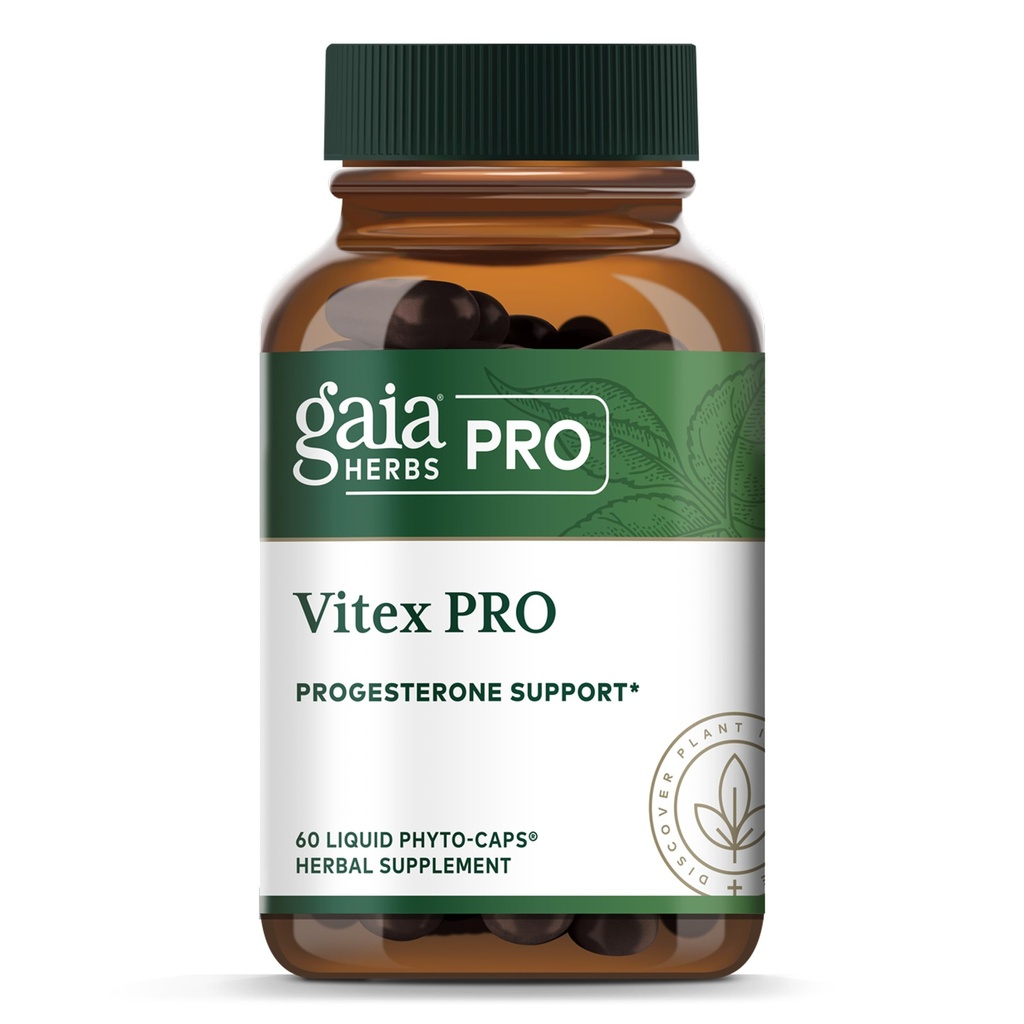 Gaia Herbs Pro Vitex Pro- Suppport Normal Menstrual Cycle & Healthy Menopause * - Progesterone Supplement * with Organic Chaste Tree Berry Extract - 60 Liquid Phyto- Caps (30 Pelayan)