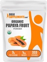 BulkSuplements.com Organic Papaya Powder Buah - Bubuk Api, Sumber dari Carica Pepaya Fruit - Gluten Bebas, 3g per Serving, 1kg (2.2 pon) (Paket 1)
