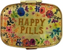 Happy Pills Pill Organizer Metal Metal Chat Travel Friendly Portable Compact Pill Box Pill Container to Hold Tylenol / Vitamin / Fish Oil / Meds / Tablet for Purse / Pocket