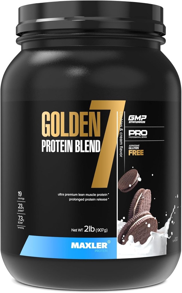 Maxler Golden 7 Protein Blend - Powder Protein untuk Muscle Gain & Recovery - Cookies dan Cream Protein Powder 2 lb