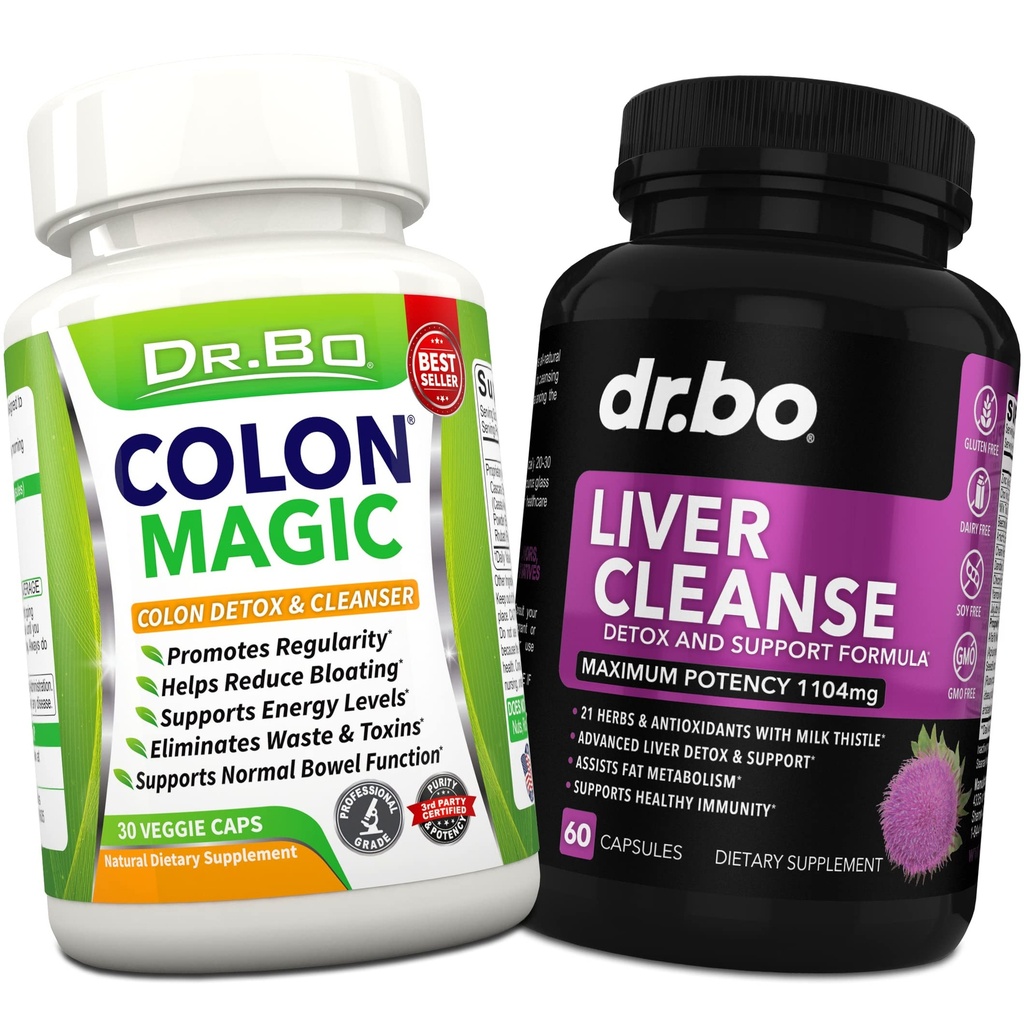 Colon Cleanse & Liver Detox Supplemen Dukungan Detox Detoks - Pil Pencuci Bowel Alam untuk Pelecehan Intestial & Daily Constipation Relief