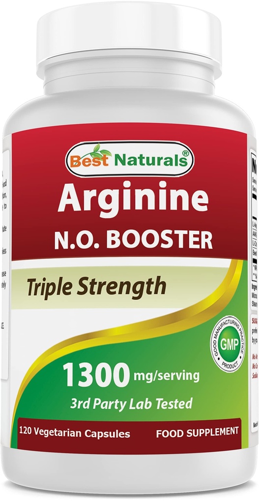 Terbaik: L-Arginine NO Booster Triple Kekuatan 1300 mg Serving 120 Veg Kapsul - Dibuat dengan L- Arginine, AAKG, L- Citrulline, Beet Powder