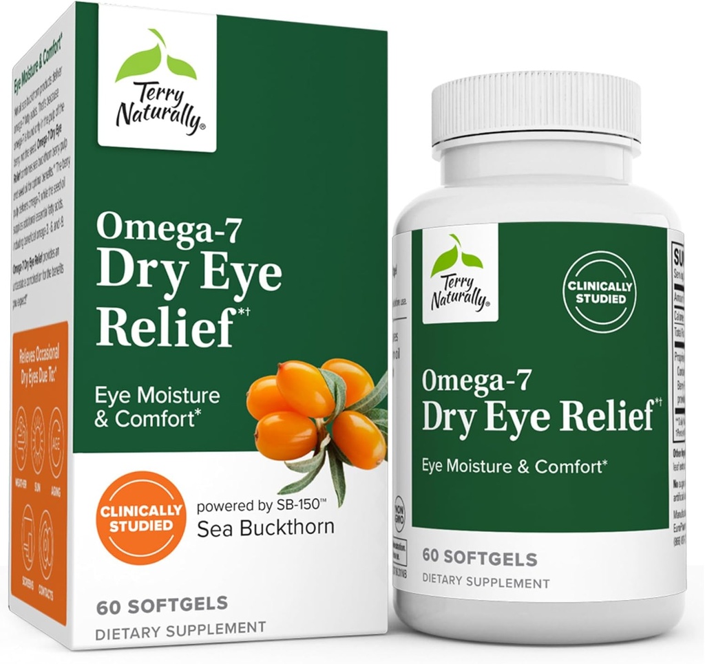 Terry Course Omega-7 Dry Eye Relief - 60 Softgels - Eye Moilets & Comfort - Non-GMO, Gluten Free - 60 Servings