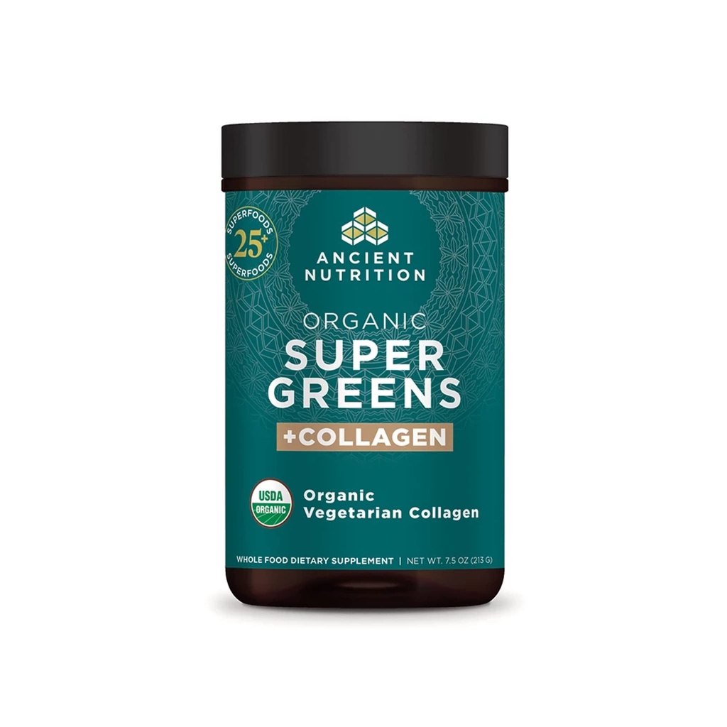 Nutrition Supergreens Powder kuno, Bubuk Super Organik dengan Collagen, Dibuat dari Real Fruit, Sayuran dan Herbs, untuk Digetical dan Energi Dukungan, 25 Hamba, 7.5oz