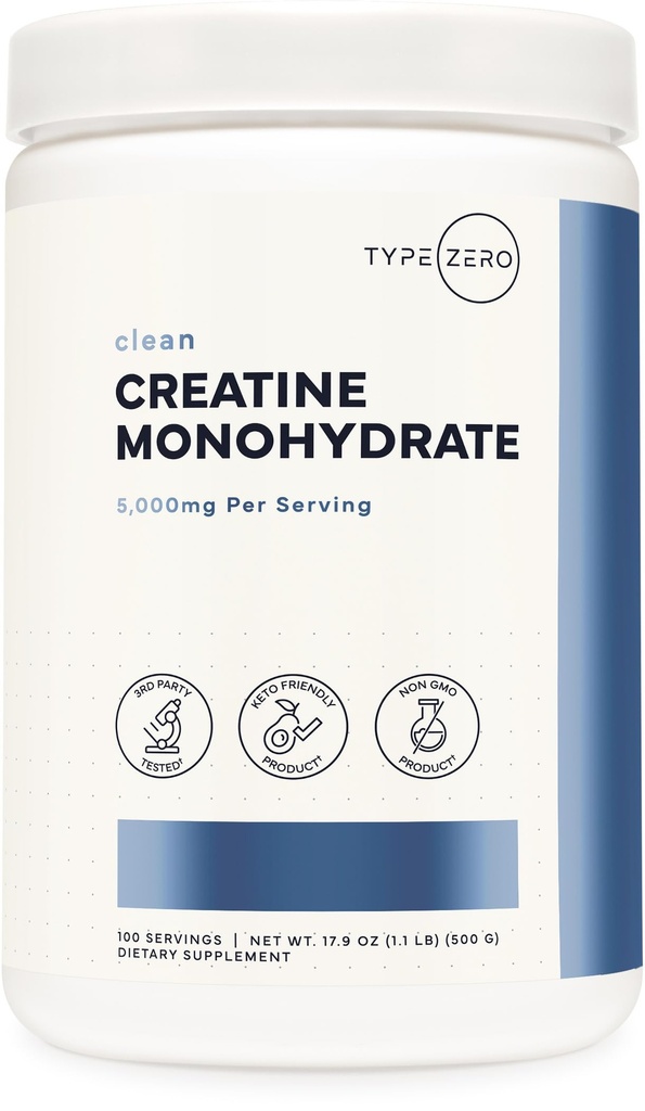 Tipe Bubuk Monohydrate Zero Creatine (Tak berselera 124; 500g), 5000 mg Per Serving, Mikronized, Zero Sugar, Keto Friendly & Gluten Free, 100 Serving