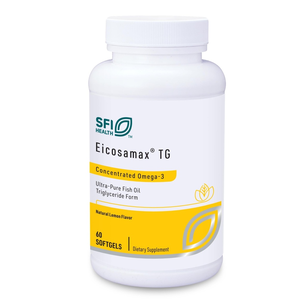 Klaire Labs SFI Health Eicosaux TG Fish Oil - Ultra Pure Omegaga- 3 Pil Minyak Ikan dengan EPA / DHA - Disustably Sourded - Natural Lemon Flavor untuk No Fishy Burps atau Aftertaste (60 Softgels)