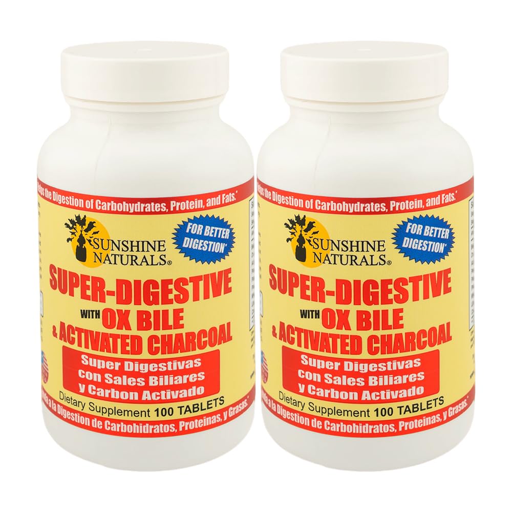 Sunshine Suplemen Super Digeptical. Ox Bile & Activated Charcoal for Digetsy Support, Bloating Relief, Gut Cleanse, Nutrient Absorpsi, dan Overall Wellness. 100 tablet. Kemas 2