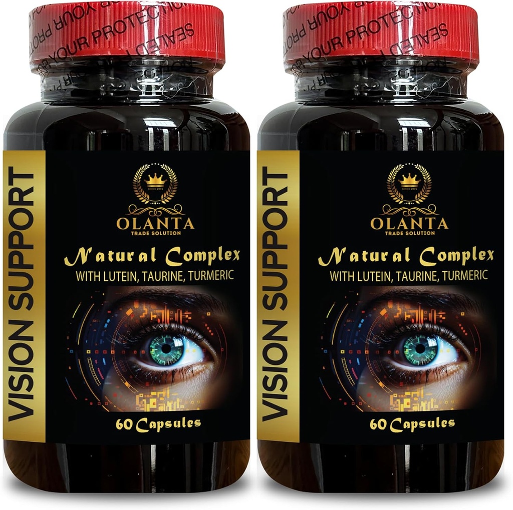 Vision Dukung Formula Alam - Suplemen Organik Lutein - Vision Alam Dukungan dengan Beta - Carotene & Antioksidan - 2 Botol 120 Katup