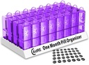 Penyelenggara Pil Pill Monthly 31 Hari AM PM - Satu Bulan Kasus Pil Pil untuk Obat-obatan, Vitamin & Suplemen - Easy Open Daily Pill Box Organizer, 2 Kali A Day Pill Dispenser, Purple