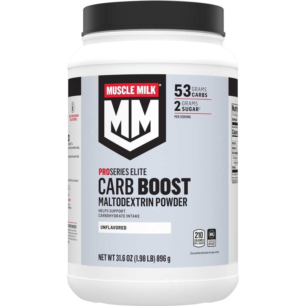 Muscle Milk Carb Boost, Maltodextrin Powder, Complex Carbohydrates, NSF Bersertifikat untuk Sport, Unflafeted, 1.98lb
