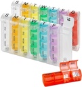 Weekly Pill Organizer - (Pack of 2) Pill Planners for Pills & Vitamin Each Day Week, Four Times- A Day Medication Remination, Easy to Read AM / PM Commissions Monday to Sunday for Travel & Purse