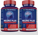 Neuro Plus Brain & Focus Formula - Nootropic Brain Booster Suplement, Support Brain Health, Mental Clarity & Focus - Enhances Concentration & Mental Energy - 120 Capsules (2)