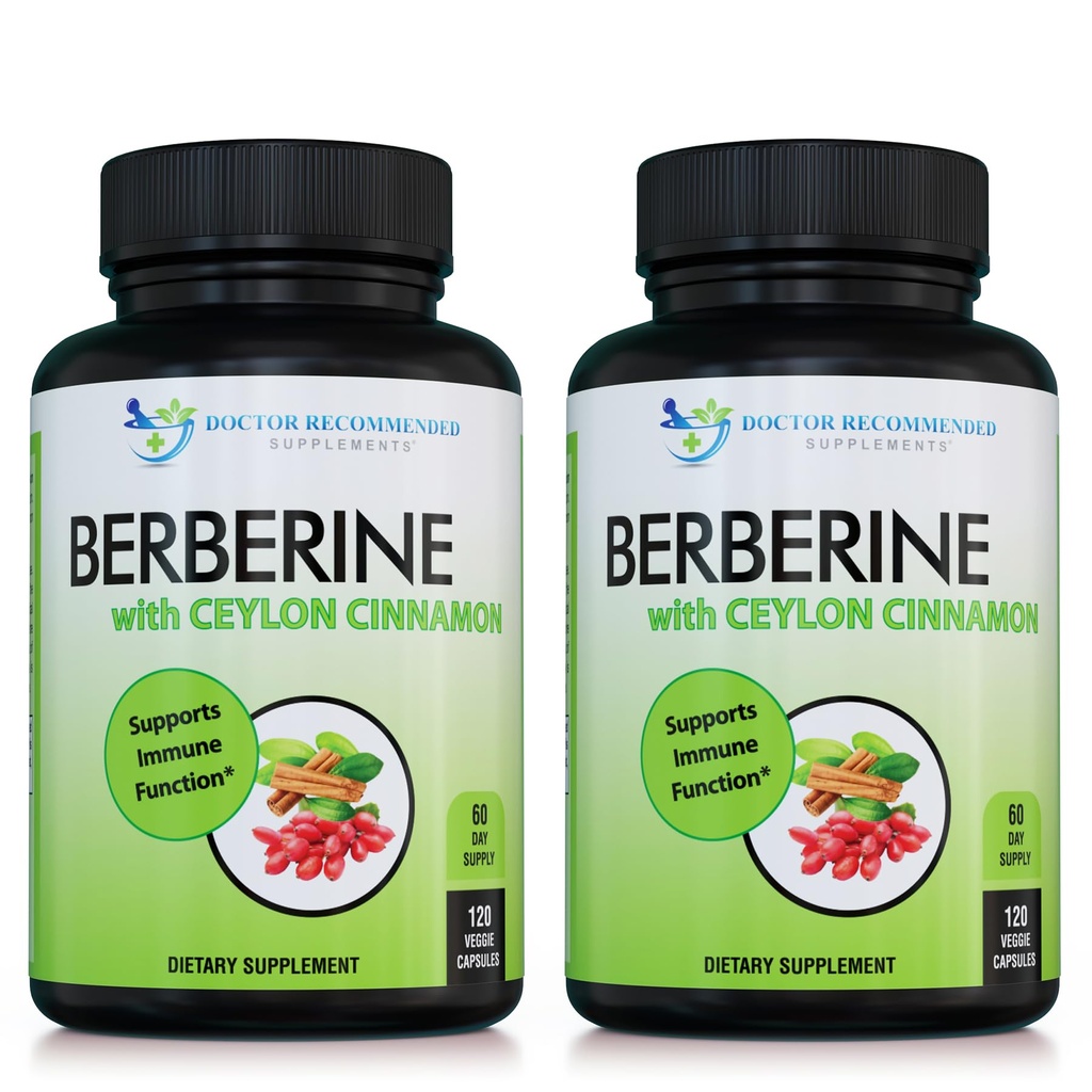 Berbersin dengan Cinnamon Ceylon - 1200mg Berberine & 100mg Cinnamon Organik Ceylon - 120 Gravgie Capsules, Heallically System Kardiovaskular Heart & Gastrointestinal Wellness (Paket 2)