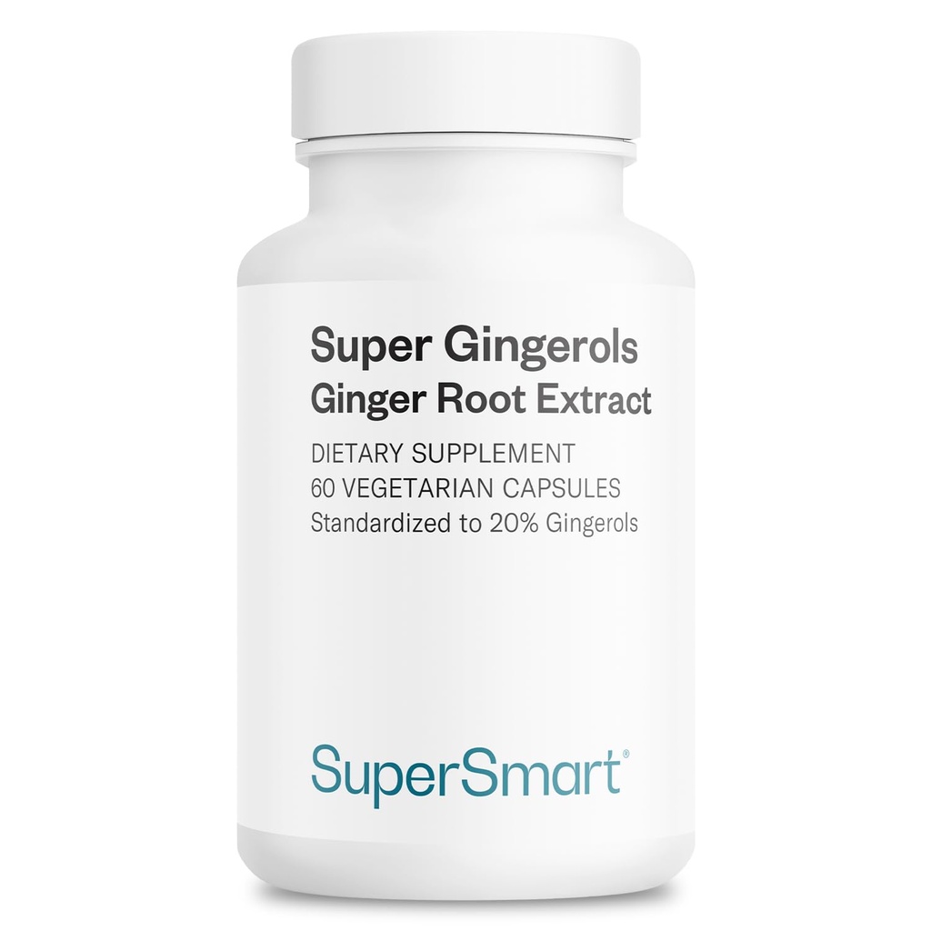 Supersmart - Super Gingerols 400mg per hari (High Potency 20% Gingerol) - Ginger Root Extract Supplement; Non-GMO & Gluten Free - 60 Vegetarian Capsules