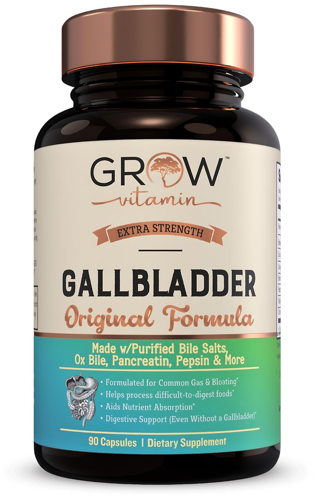 tumbuhkan vitamin asli Formula kandung empedu, Dibuat w / Purified Bile Salts & Ox Bile Digetical Enzymes - termasuk Bigetives Yang Dipilih Dengan Hati-hati