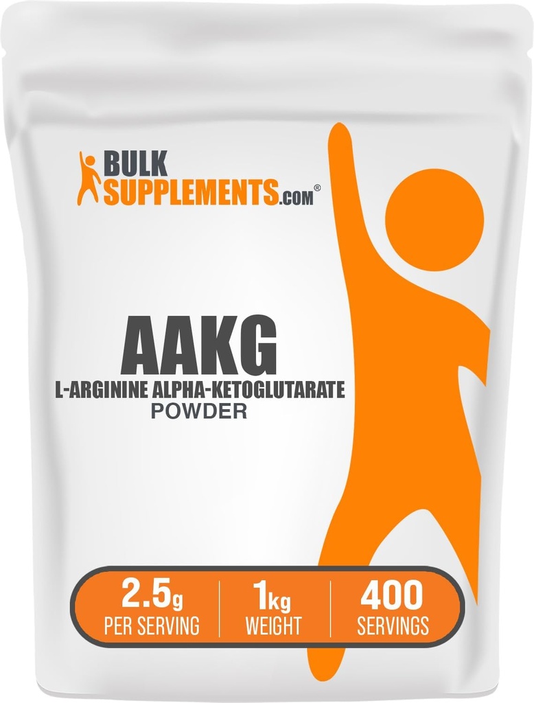 Suplemen BulkSuplements.com AAKG - Arginine AKG Suplement, Nitric Oxide Suplement, Unflafedelet & Gluten Free, 2.5g per Serving, 1kg (2.2 lbs) (Paket 1)