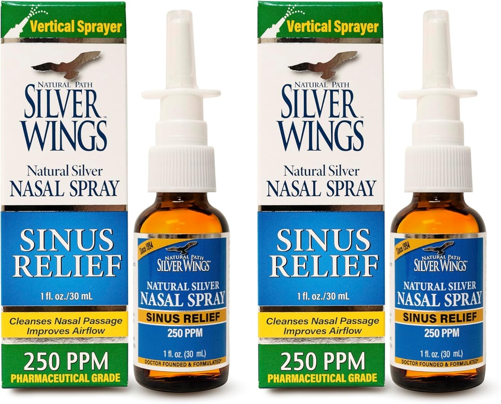 Path Natural Silver Wings Relief Natural Silver Nasal Spray - 250ppm - 1oz - 2 Pack