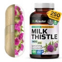BIO KRAUTER ® Milk Thistle Suplement for Liver Cleanse & Detox - Pure Vegan Thistle Extract 1400 mg per Serving Silymarin - 250 Capsules, 125 Days of Supply, Non-GMO