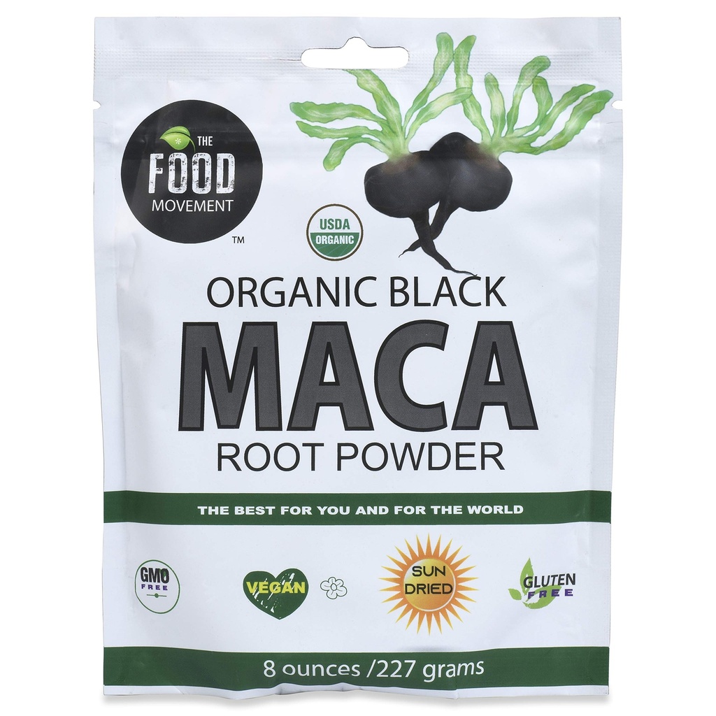 Black Maca 8 oz Raw Food Powder - organik, Non- GMO, Vegan, Gluten Free- Black Maca Root Suplemen untuk Whole Body Wellness