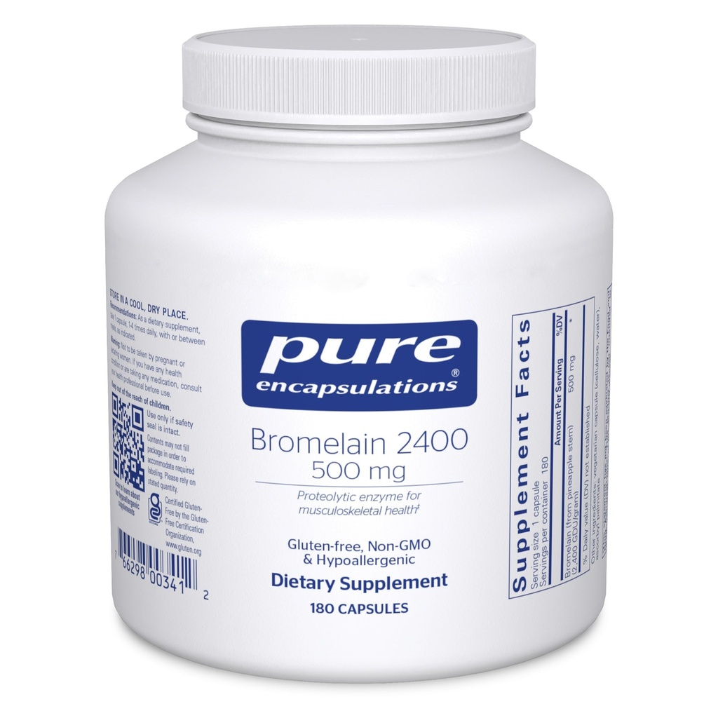 Encapsulasi Murni Bromelain 2400 500 mg - untuk Dukungan Digetical & Musculoskeletal Kesehatan - Pendukung Joints & Muscle Recovery * - Protolytic Enzymes - Vegan - 180 Capsules