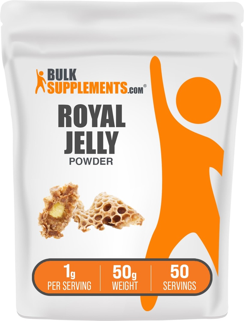 BulkSuplements.com Royal Jelly Powder - Royal Jelly Suplemen, untuk Dukungan Imune - Gluten Free, 1g per Serving, 50g (1.8 oz) (Paket 1)
