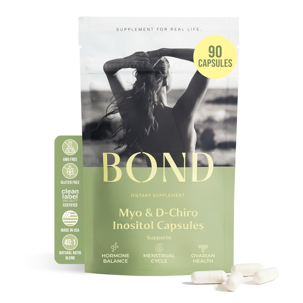 WOND Myo- Inositol & D-Chiro Inositol Suplemen untuk Perempuan 24; Pendukung Keseimbangan Hormone, Ovulasi Kesehatan & Siklus Reguler - 40: 1 Rasio 124; Suplemen Kesuburan Kesukaan Bagi Perempuan; 124; 90 Vegan Capsules (3 / Hari)